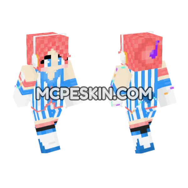 Akikoloid Chan Vocaloid Minecraft Bedrock skin, front and back