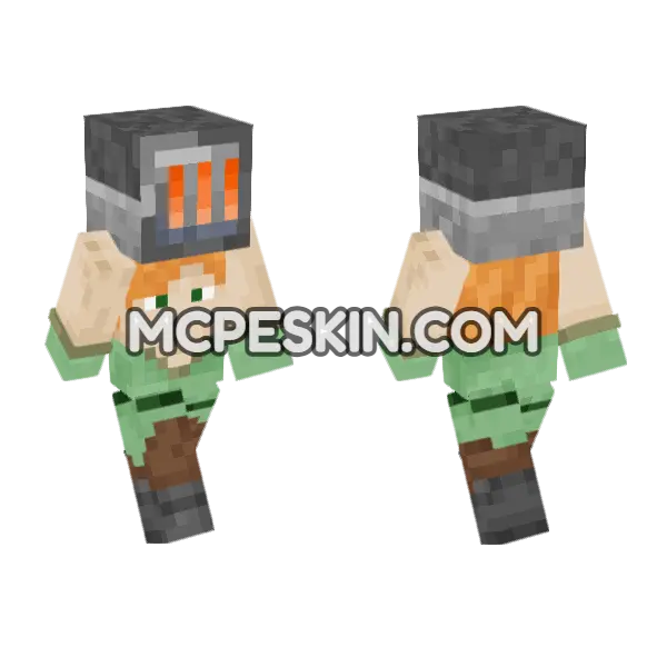 Alex Blast Furnace Minecraft Bedrock skin, front and back