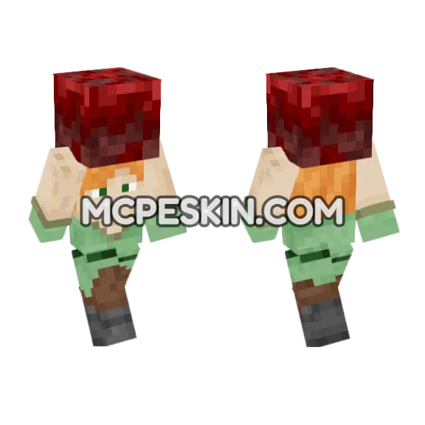 Alex Crimson Nylium Minecraft Bedrock skin, front and back