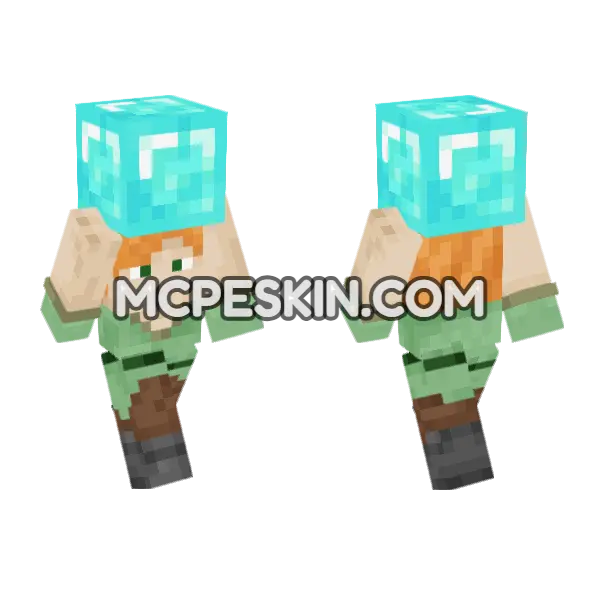Alex Diamond Minecraft Bedrock skin, front and back