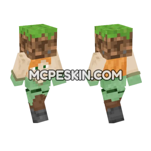 Alex Grass Minecraft Bedrock skin, front and back