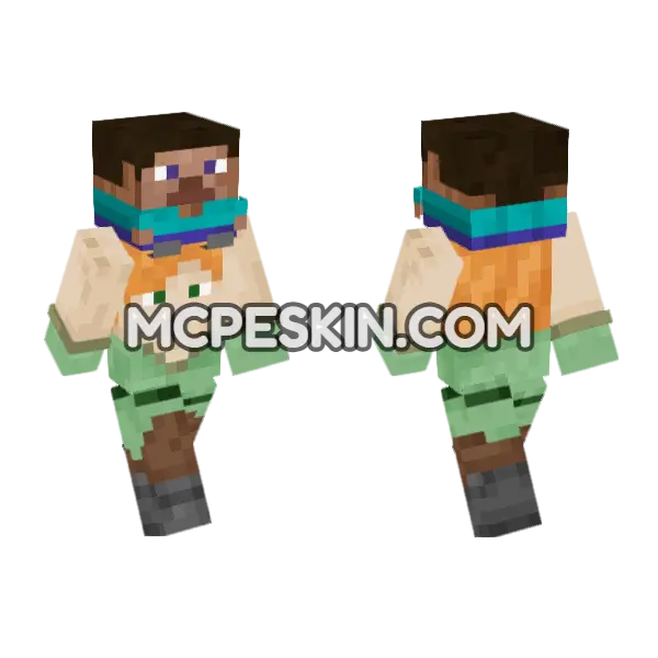 Alex Holding Steve Minecraft Bedrock skin, front and back