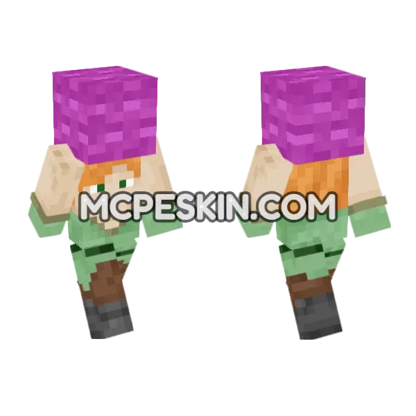 Alex Magenta Wool Minecraft Bedrock skin, front and back