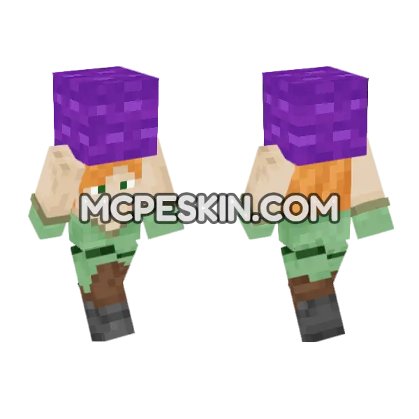 Alex Purple Wool Minecraft Bedrock skin, front and back