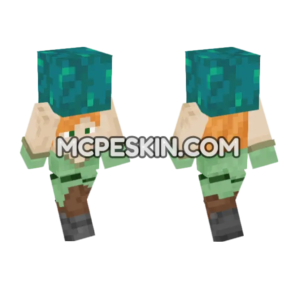 Alex Warped Wart Block Minecraft Bedrock skin, front and back