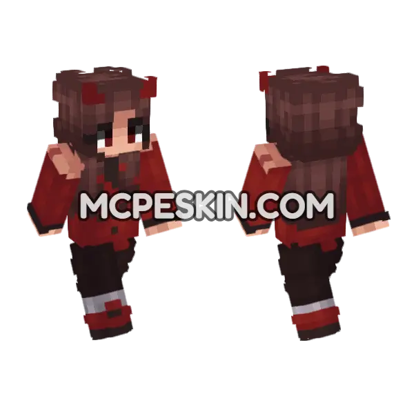 Alexandra Red Outfit Minecraft Bedrock skin, front and back