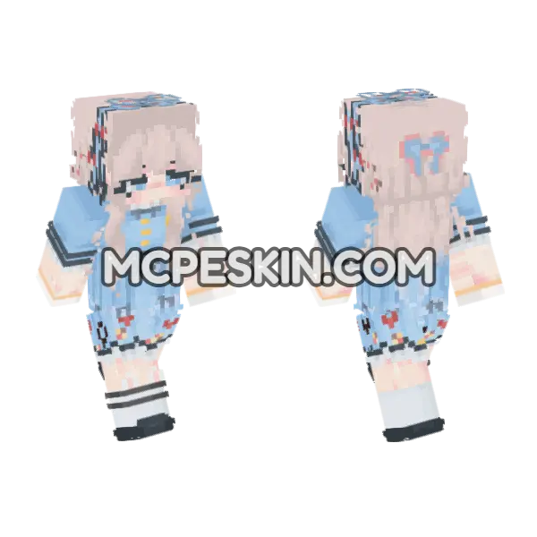 Alice In Wonderland Minecraft Bedrock skin, front and back
