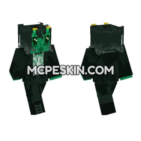 Alientagawa Green Frog Minecraft Bedrock skin, front and back
