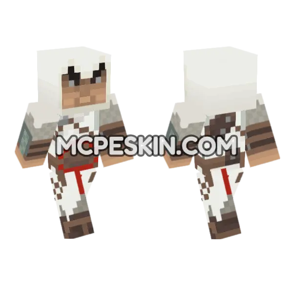 Altair Assassin Robes Minecraft Bedrock skin, front and back