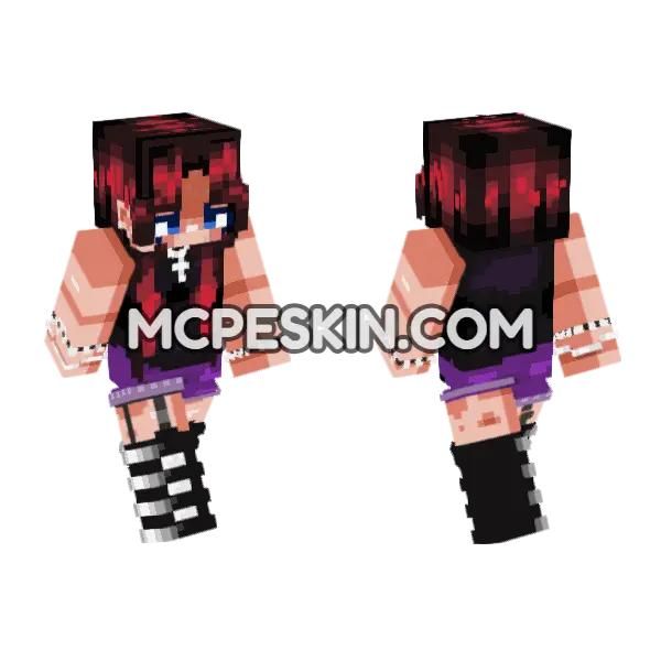 Alternative Girlie Minecraft Bedrock skin, front and back