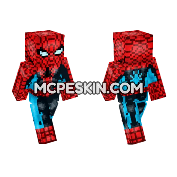 Amazing Spider-Man Suit Minecraft Bedrock skin, front and back