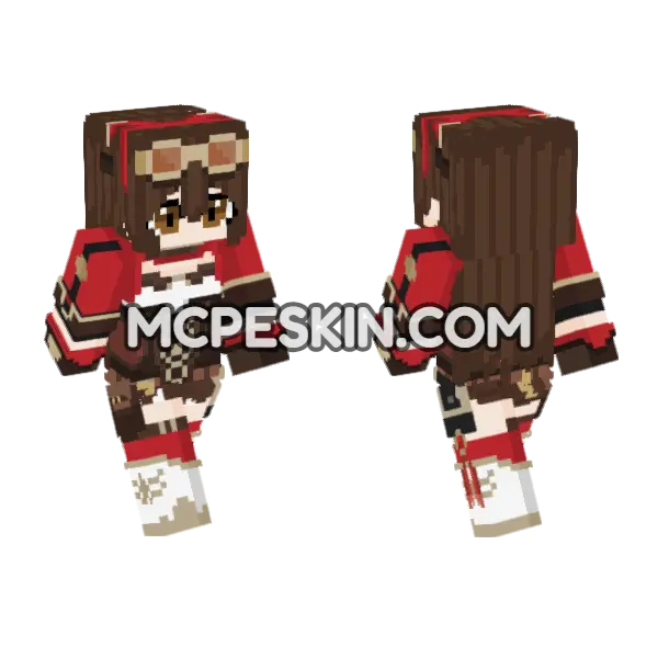 Amber Genshin Impact Minecraft Bedrock skin, front and back