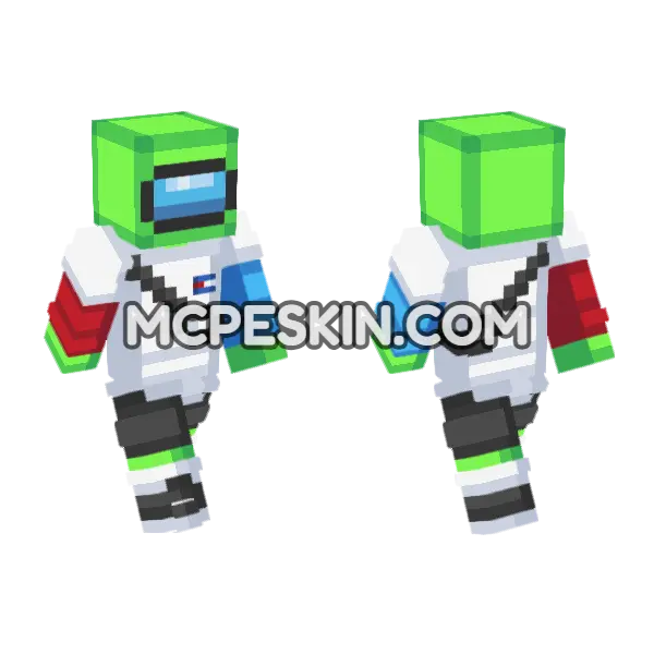 Among Us Green Suit Minecraft Bedrock skin, front and back