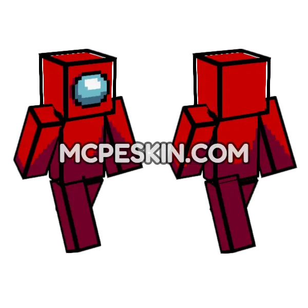 Among Us Red Crewmate Minecraft Bedrock skin, front and back