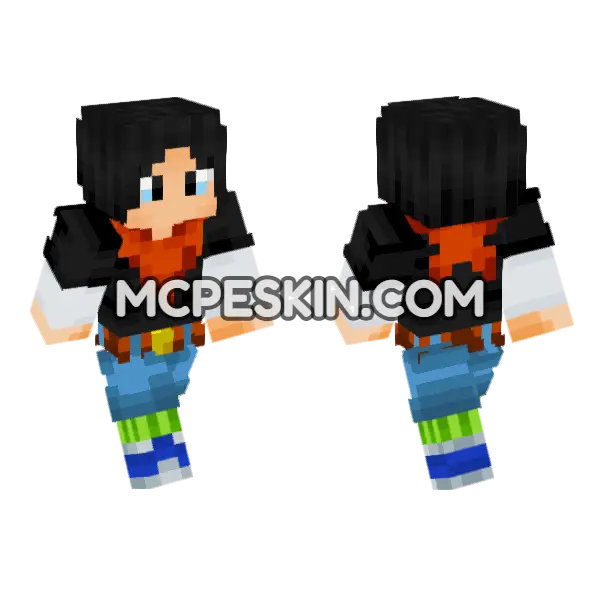Android 17 Minecraft Bedrock skin, front and back