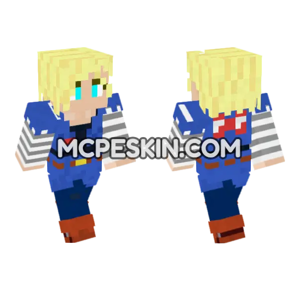 Android 18 Minecraft Bedrock skin, front and back
