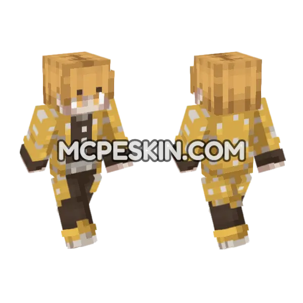 Anime 19 Yellow Minecraft Bedrock skin, front and back