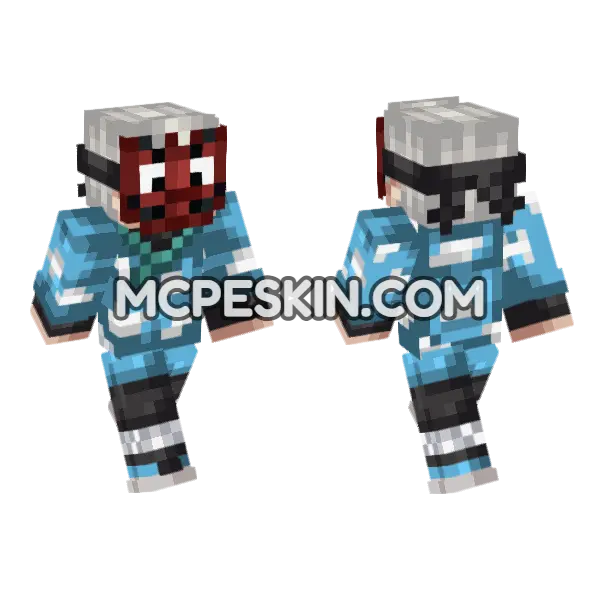 Anime 7 Blue Minecraft Bedrock skin, front and back