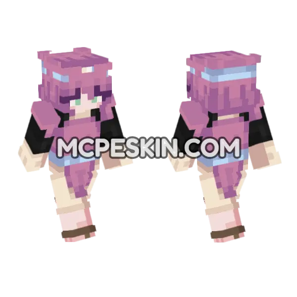 Anime Girl Outfit Minecraft Bedrock skin, front and back