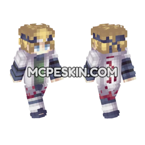 Anime Girl White Outfit Minecraft Bedrock skin, front and back
