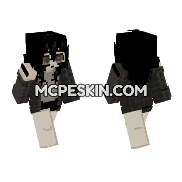 Anime Girl With Black Hair, front and back