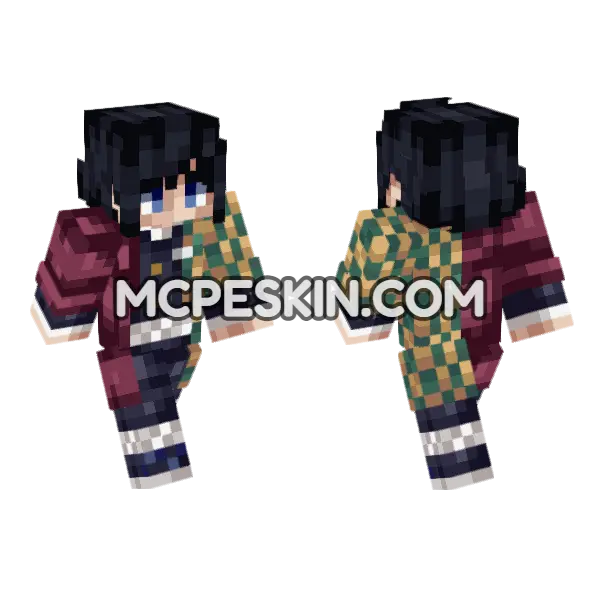 Anime Giyu Tomioka Minecraft Bedrock skin, front and back