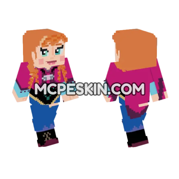 Anna From Frozen Minecraft Bedrock skin, front and back