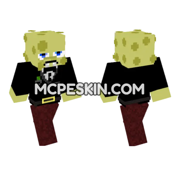 Annoyed Gangster Spongebob Minecraft Bedrock skin, front and back
