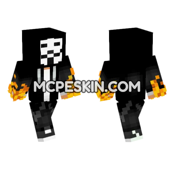 Anonymous Guy Fawkes Mask Minecraft Bedrock skin, front and back