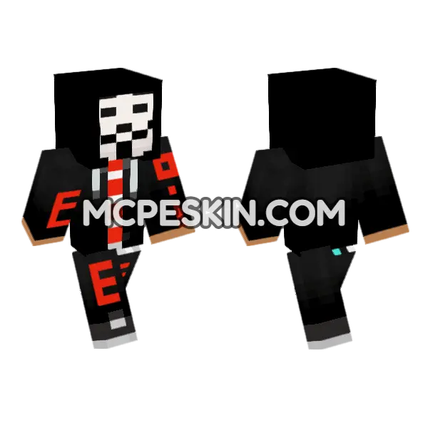 Anonymous Guy Fawkes Mask Minecraft Bedrock skin, front and back