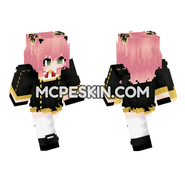 Anya Forger Skin Minecraft Bedrock skin, front and back