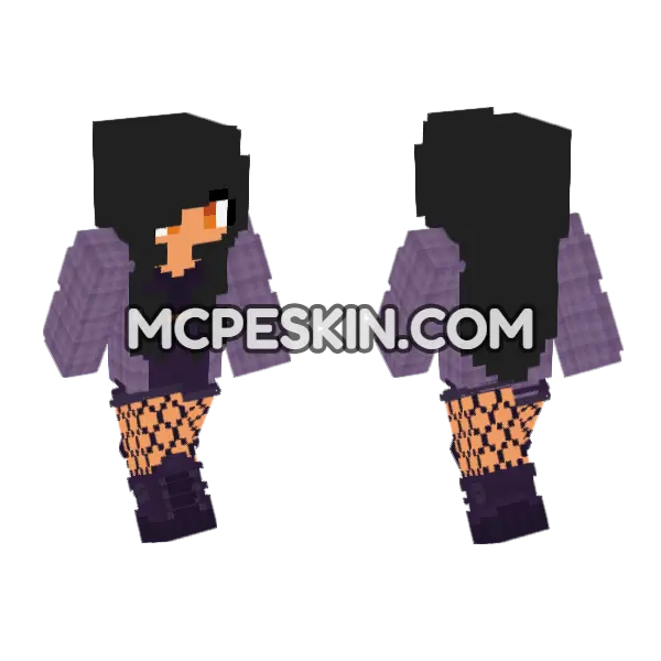 Aphmau Purple Sweater Minecraft Bedrock skin, front and back