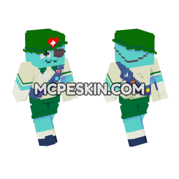 Aqua Blue Cat Hoodie Minecraft Bedrock skin, front and back