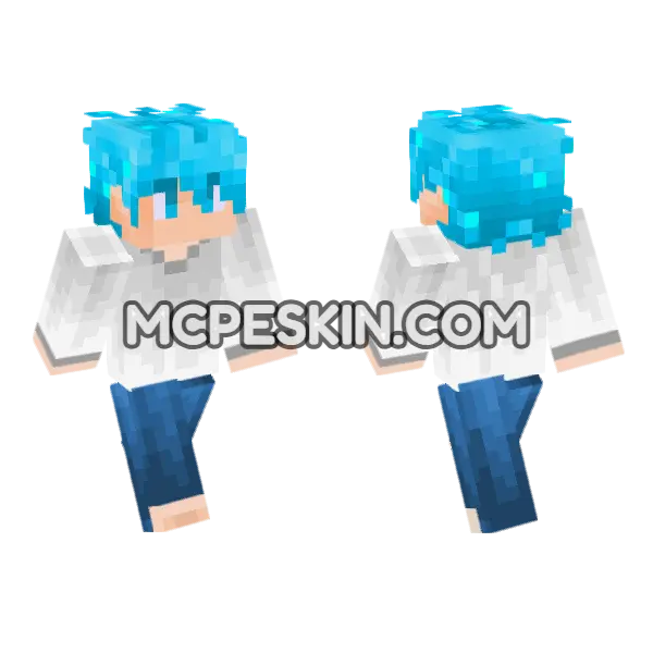 Aqua Hair Girl Minecraft Bedrock skin, front and back