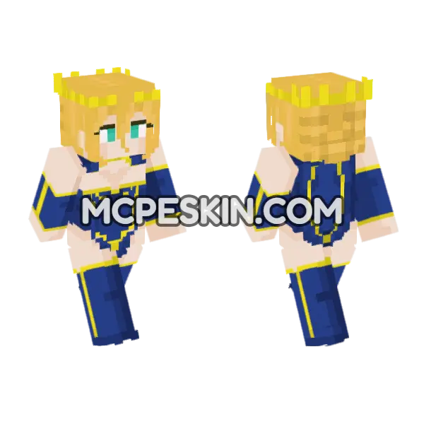 Artoria Pendragon Lancer Without Armour Minecraft Bedrock skin, front and back