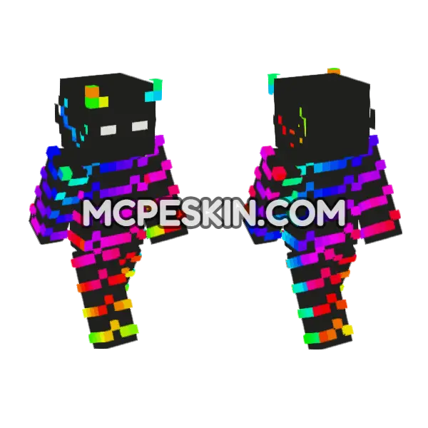 Aura 2 Rainbow Skin Minecraft Bedrock skin, front and back