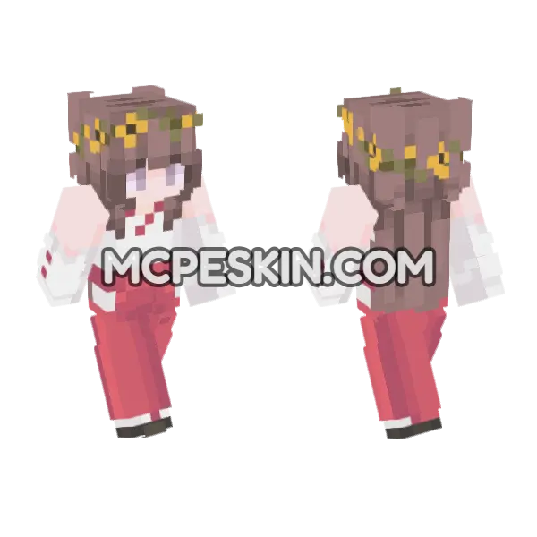 Ava Red Dress Minecraft Bedrock skin, front and back