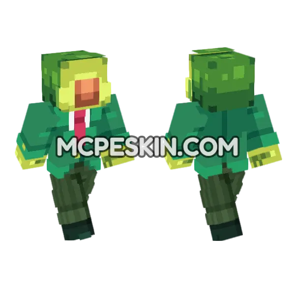 Avocado Man Minecraft Bedrock skin, front and back