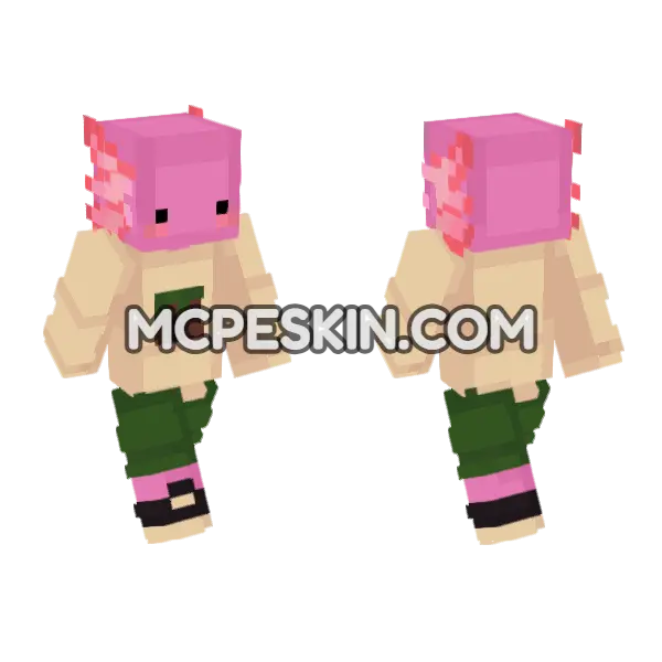 Axolotl Skin Minecraft Bedrock skin, front and back