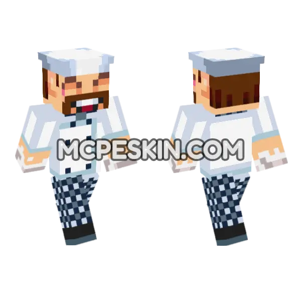 Baker With Chef Hat Minecraft Bedrock skin, front and back