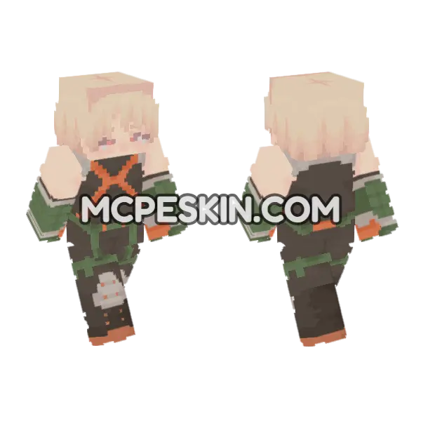 Bakugo Hero Outfit Minecraft Bedrock skin, front and back