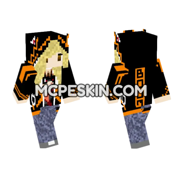 Bakugo Hoodie Minecraft Bedrock skin, front and back