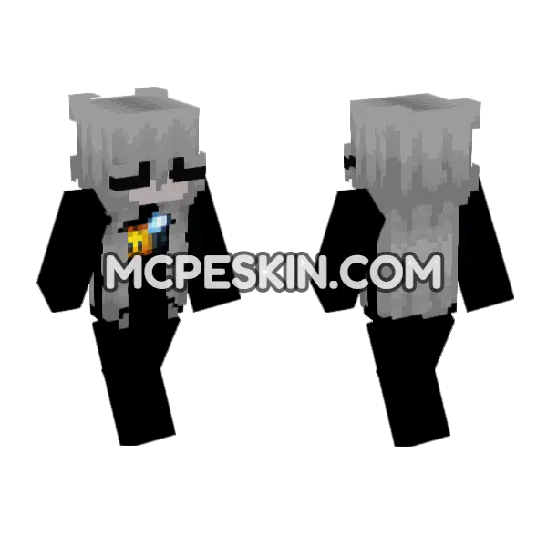 Barbara Black Outfit Minecraft Bedrock skin, front and back
