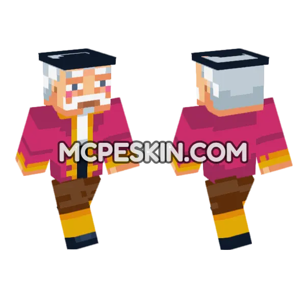 Baron Old Man Minecraft Bedrock skin, front and back
