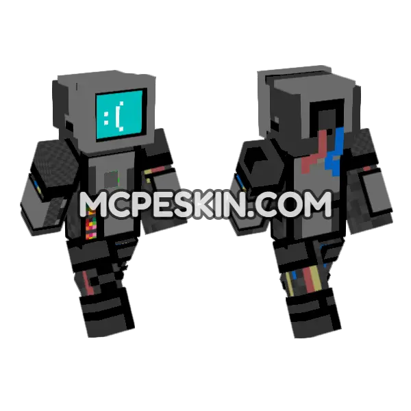 Basic Robot 6606794 Minecraft Bedrock skin, front and back