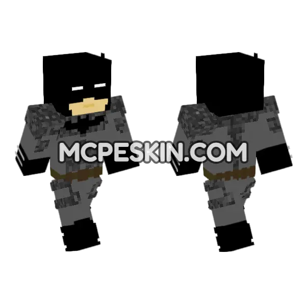 Batman No Cape Custom Minecraft Bedrock skin, front and back