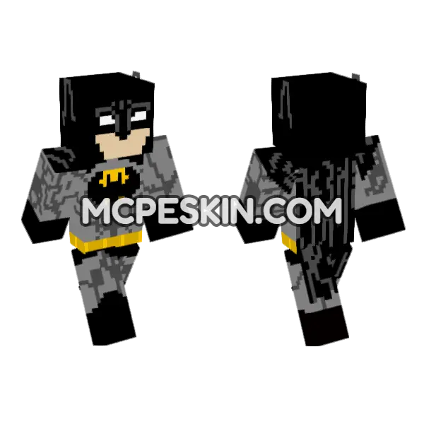 Batman Suit Minecraft Bedrock skin, front and back