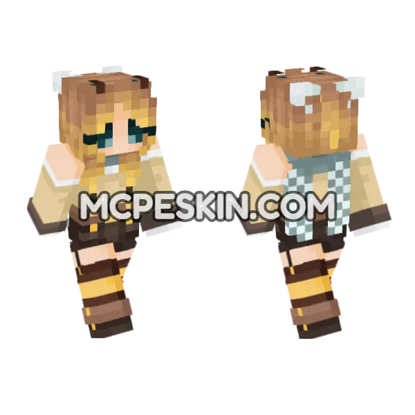 Bee Girl – Jenny Mod Skin Minecraft Bedrock skin, front and back