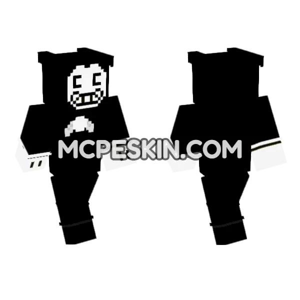 Bendy Black And White Minecraft Bedrock skin, front and back