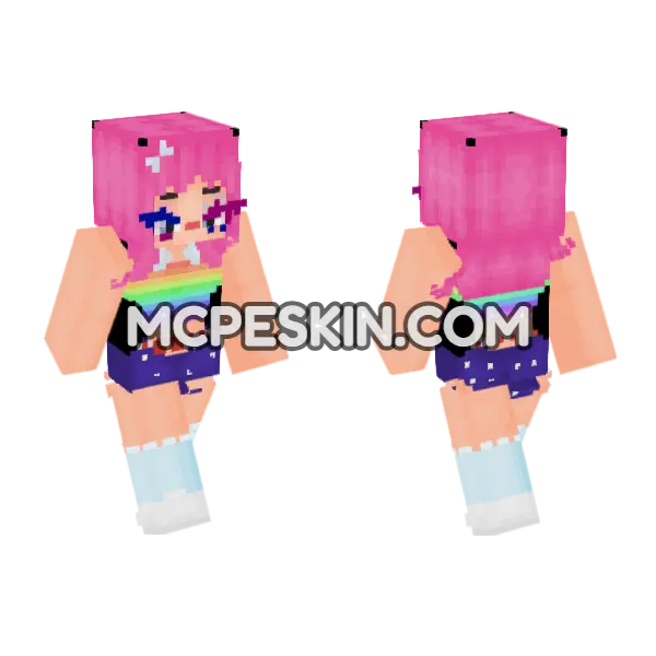 Betty Shubac Clown Pink Minecraft Bedrock skin, front and back